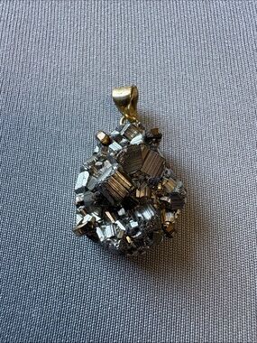 Gold Plated Bail Pyrite Cluster Pendant